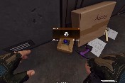 Box behind chair